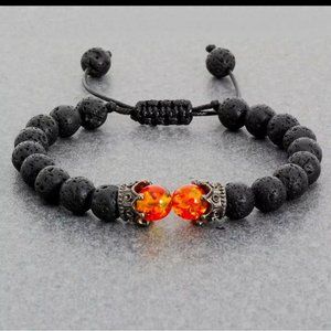 Black bead bracelet  Mens black bead bracelet  black bead bracelet lava bracelet